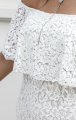 Straplez Volanlı Beyaz Dantel Abiye Elbise