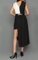 Siyah Beyaz Asimetrik Mini Elbise