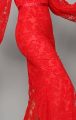 Kırmızı Dantel Uzun Abiye Elbise