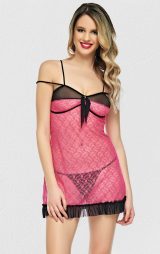 Dantel Gecelik Şeker Pembe Fantazi Giyim Faye