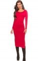 Kırmızı Uzun Kollu Yırtmaçlı Elbise