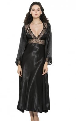 Kadın Giyim Gecelik ve Sabahlık Siyah Saten