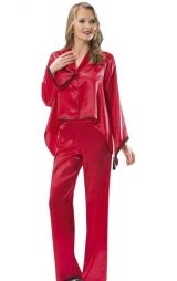 Kadın Gecelik Kırmızı Saten Takım