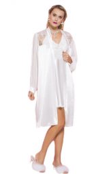 Saten Gecelik ve Sabahlık Ekru Bayan Giyim