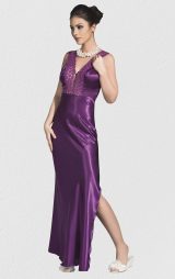 Papatya Dantelli Kadın Gecelik Mor