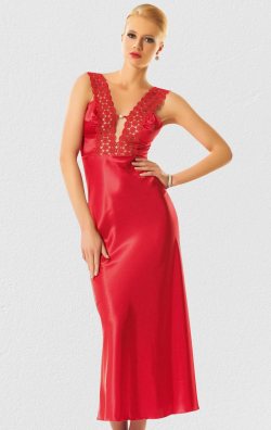 Papatya Dantelli Kadın Gecelik Kırmızı