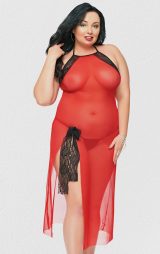 Büyük Beden Kırmızı Seksi Gecelik Nena