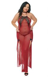 Büyük Beden Bordo Gecelik Seksi Giyim Favor