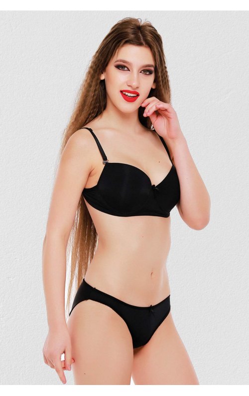 Siyah Sütyen Külot Takım Dolgulu Destekli ML2262
