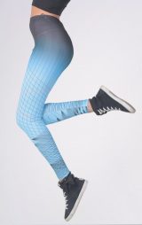 Çizgili Mavi Sporcu Kadın Tayt