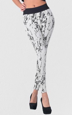 Krem Kadın Tayt Örme Cotton Desenli