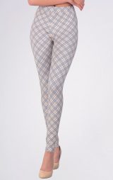 Ekose Krem Kadın Pantolon Tayt