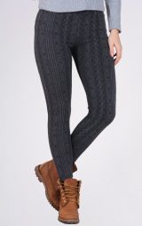 Kadın Desenli Dokuma Tayt Füme