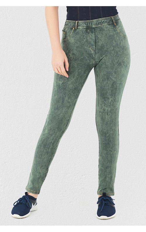 Yeşil Pantolon Görünümlü Kadın Tayt