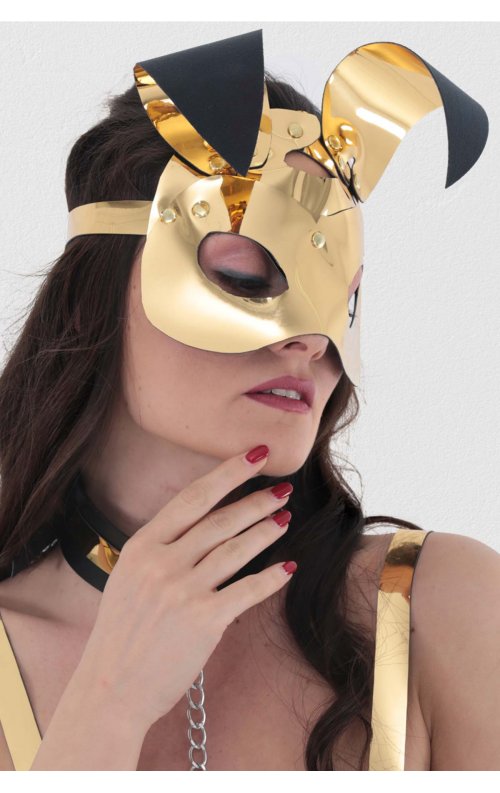 Gold Deri Tavşan Kız Seksi Maske