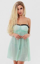 Yeşil Tül Seksi Gecelik Takım