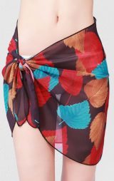 Plaj Giyim Tül Pareo Yaprak Desenli