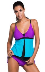 Şık Renkli Tankini Etekli Bikini Takım