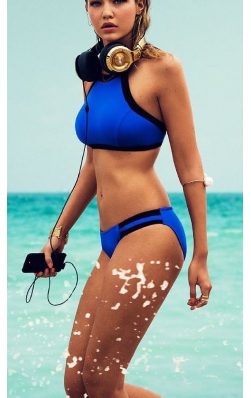 Mavi Şık Tankini Bikini Üst