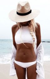 Şık Beyaz Tankini Bikini Üst