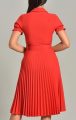 Kırmızı Piliseli Kemer Detay Midi Abiye Elbise