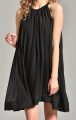 Siyah Pileli Kısa Şifon Abiye Elbise