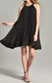 Siyah Pileli Kısa Şifon Abiye Elbise