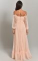 Pudra Şifon Uzun Abiye Elbise