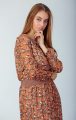 Şık Batik Desenli Elbise - Turuncu