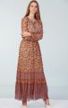 Şık Batik Desenli Elbise - Turuncu