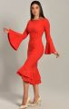 Kırmızı Volan Detaylı Midi Abiye Elbise