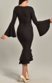 Siyah Volan Detaylı Midi Abiye Elbise