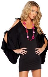 Yarasa Kollu Fantazi Mini Elbise