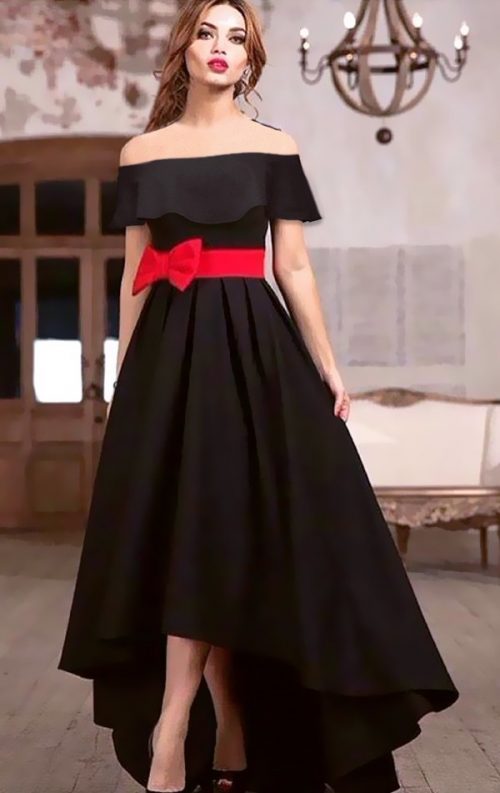 Volanlı Red Bow Abiye Volanlı Red Bow Abiye
