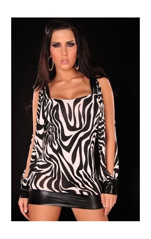 Kolları Açık Zebra Elbise