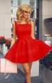 Kayık Yaka Kolsuz Kırmızı Kloş Mini Elbise