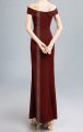 Bordo Yırtmaçlı Uzun Gece Elbisesi