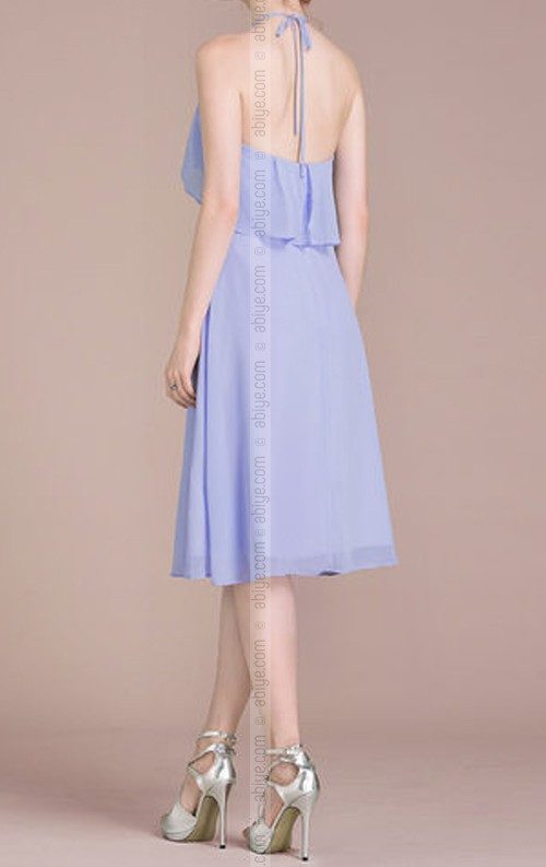 Bebek Mavisi Şifon Abiye Elbise