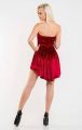 Kırmızı Kadife Asimetrik Mini Elbise