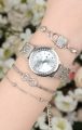 Gümüş Renk Kadın Saat & Bileklik  Kombini