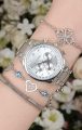 Gümüş Renk Metal Kadın Saat & Bileklik Kombini